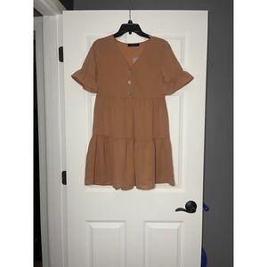Maverick the collection short sleeve Tiered Babydoll dress xs Rust nwt